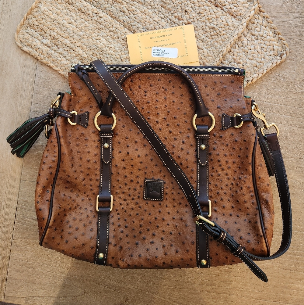 Dooney And Bourke Large Florentine Ostrich patterned leather bag.